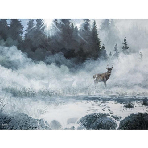 Deer Path III Gold Ornate Wood Framed Art Print with Double Matting by Lynnsy, B.