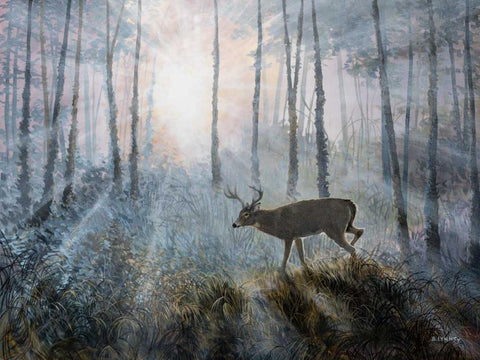 Deer Path IV Black Ornate Wood Framed Art Print with Double Matting by Lynnsy, B.