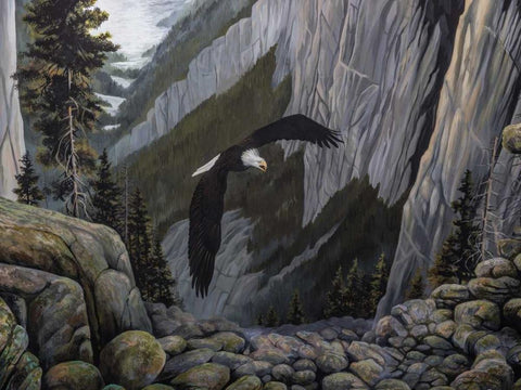 Soaring High I White Modern Wood Framed Art Print with Double Matting by Lynnsy, B.