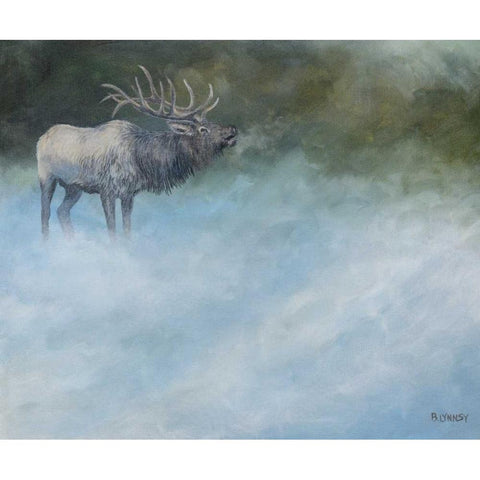 Elk Journey II Gold Ornate Wood Framed Art Print with Double Matting by Lynnsy, B.