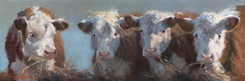 Little Bull and the Babes White Modern Wood Framed Art Print with Double Matting by Hawley, Carolyne