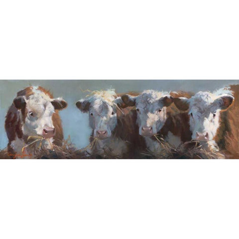 Little Bull and the Babes Gold Ornate Wood Framed Art Print with Double Matting by Hawley, Carolyne