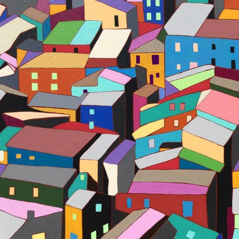 Rooftops I White Modern Wood Framed Art Print by Galapon, Nikki
