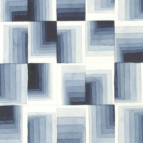Gradient Indigo II White Modern Wood Framed Art Print with Double Matting by Galapon, Nikki