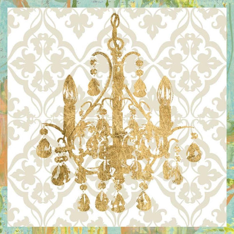 Damask Chandelier IV Black Ornate Wood Framed Art Print with Double Matting by Goldberger, Jennifer