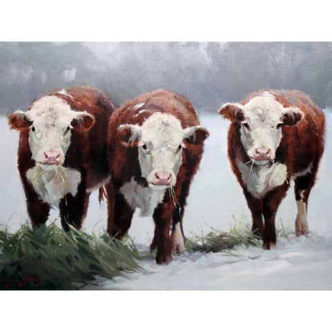 Winter Shadows Black Modern Wood Framed Art Print by Hawley, Carolyne