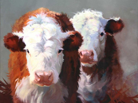 Buddies White Modern Wood Framed Art Print with Double Matting by Hawley, Carolyne