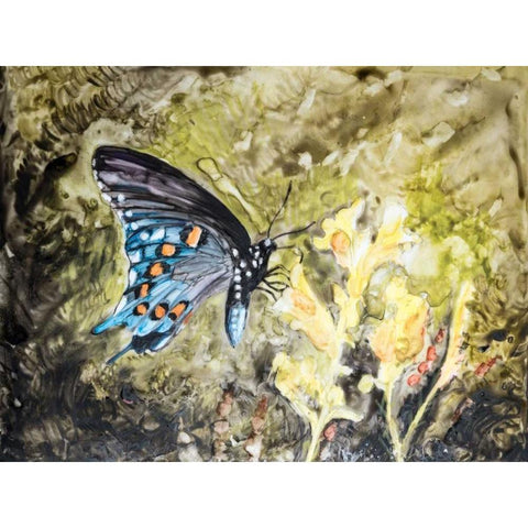 Butterfly in Nature I White Modern Wood Framed Art Print by Lynnsy, B.