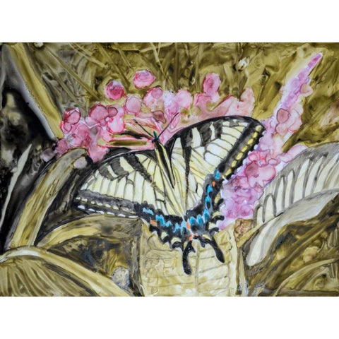Butterfly in Nature II White Modern Wood Framed Art Print by Lynnsy, B.