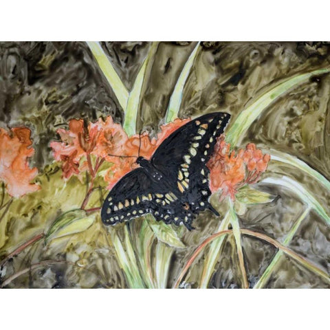 Butterfly in Nature III White Modern Wood Framed Art Print by Lynnsy, B.