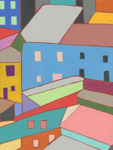Rooftops in Color I White Modern Wood Framed Art Print with Double Matting by Galapon, Nikki