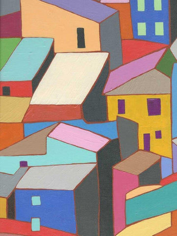Rooftops in Color II Black Ornate Wood Framed Art Print with Double Matting by Galapon, Nikki