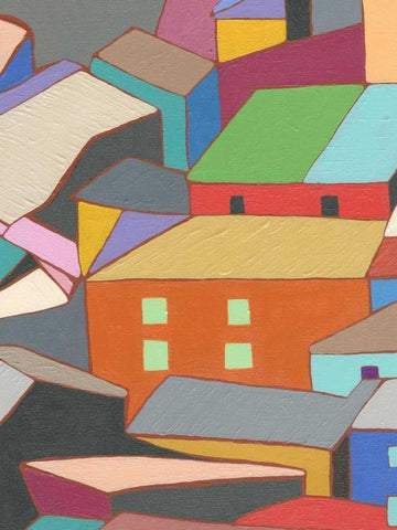 Rooftops in Color III White Modern Wood Framed Art Print with Double Matting by Galapon, Nikki