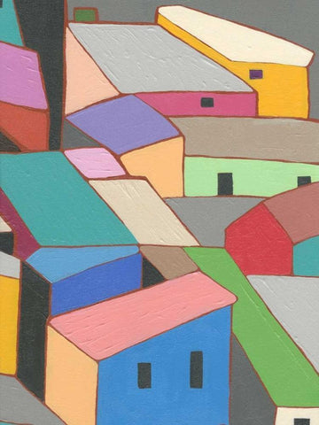 Rooftops in Color VII White Modern Wood Framed Art Print with Double Matting by Galapon, Nikki