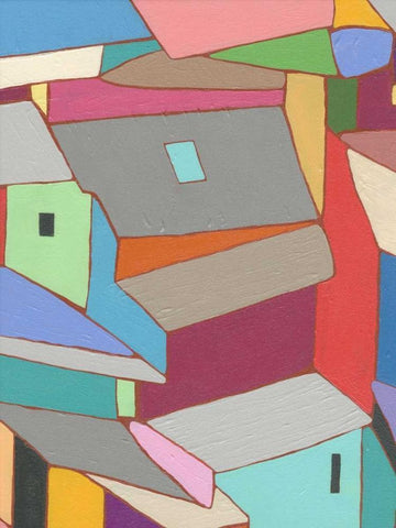Rooftops in Color XI White Modern Wood Framed Art Print with Double Matting by Galapon, Nikki