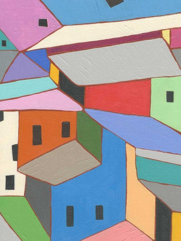 Rooftops in Color XII White Modern Wood Framed Art Print with Double Matting by Galapon, Nikki