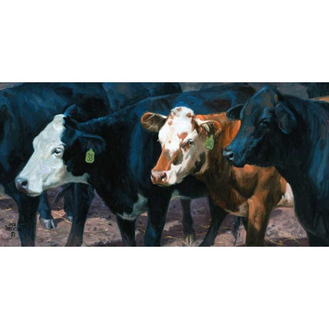 The Gossips Black Modern Wood Framed Art Print with Double Matting by Sorenson, Jack