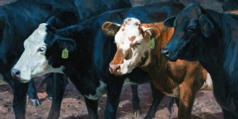 The Gossips Black Ornate Wood Framed Art Print with Double Matting by Sorenson, Jack