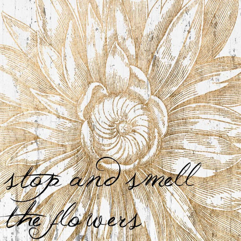 Metallic Floral Quote I Gold Ornate Wood Framed Art Print with Double Matting by Fagalde, Jarman