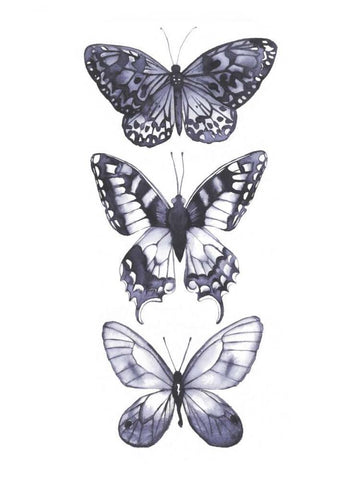 Monochrome Butterflies I Black Ornate Wood Framed Art Print with Double Matting by Popp, Grace