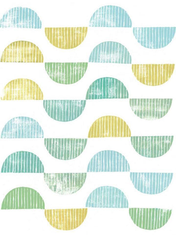 Semi Circle Block Print I White Modern Wood Framed Art Print with Double Matting by Popp, Grace
