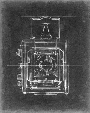 Camera Blueprints I Black Ornate Wood Framed Art Print with Double Matting by Harper, Ethan