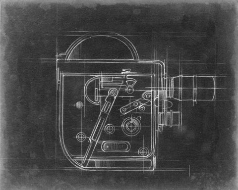 Camera Blueprints III Black Ornate Wood Framed Art Print with Double Matting by Harper, Ethan
