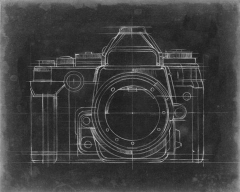 Camera Blueprints IV Black Ornate Wood Framed Art Print with Double Matting by Harper, Ethan