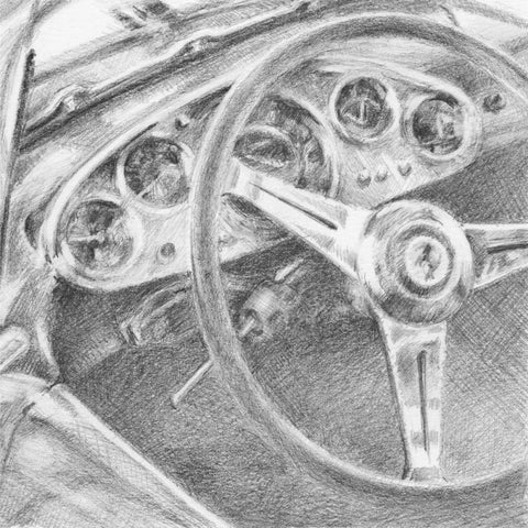 Behind the Wheel I Black Modern Wood Framed Art Print by Harper, Ethan