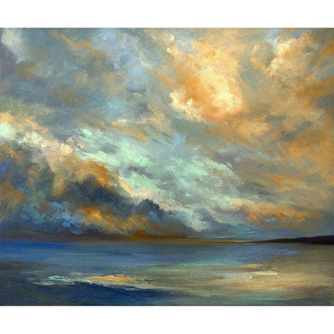 April Coastal Clouds White Modern Wood Framed Art Print by Finch, Sheila