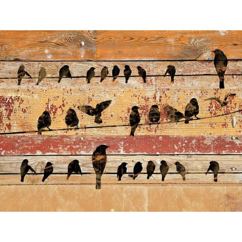 Birds on Wood V Gold Ornate Wood Framed Art Print with Double Matting by Orlov, Irena