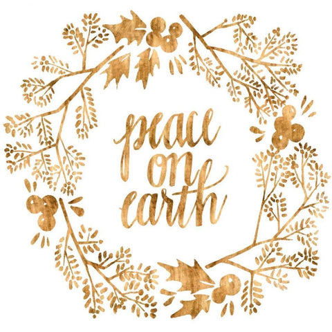 Golden Christmas II White Modern Wood Framed Art Print with Double Matting by Popp, Grace