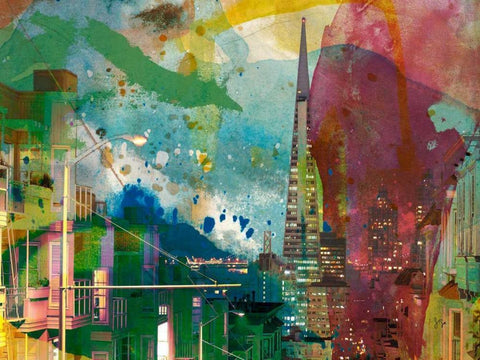 San Francisco Buildings I Black Ornate Wood Framed Art Print with Double Matting by Jasper, Sisa