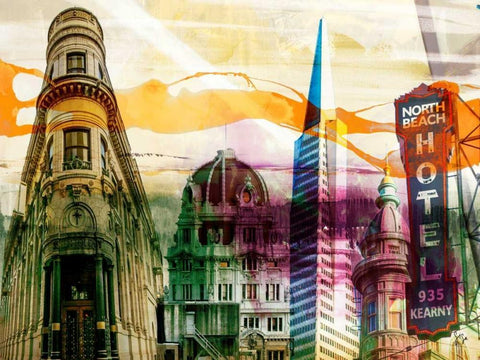 San Francisco Buildings II Black Ornate Wood Framed Art Print with Double Matting by Jasper, Sisa