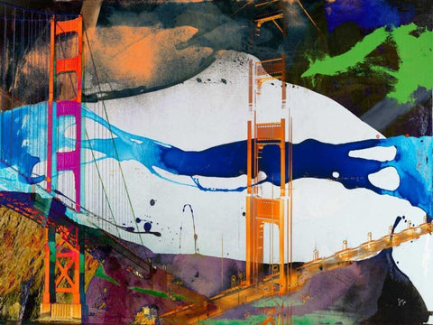 San Francisco Bridge Abstract I White Modern Wood Framed Art Print with Double Matting by Jasper, Sisa