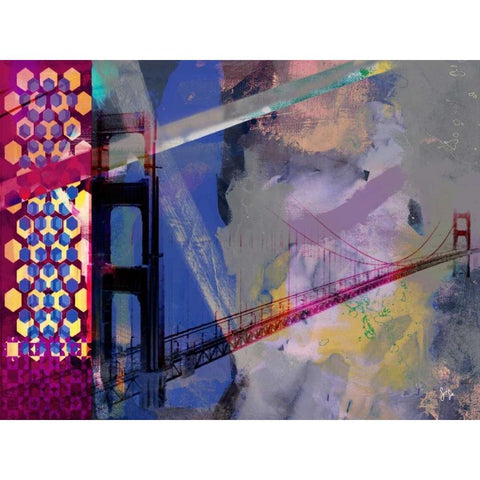 San Francisco Bridge Abstract II Gold Ornate Wood Framed Art Print with Double Matting by Jasper, Sisa