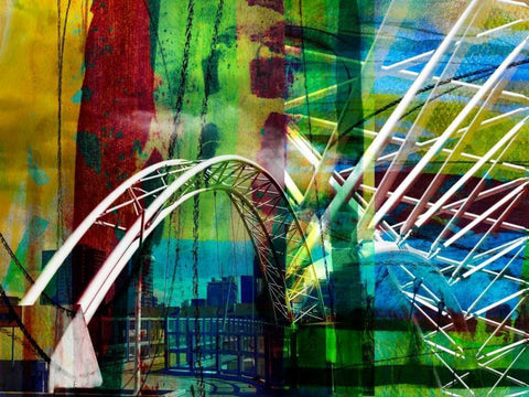 Denver Bridge White Modern Wood Framed Art Print with Double Matting by Jasper, Sisa