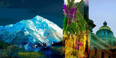 Denver Panorama I Black Ornate Wood Framed Art Print with Double Matting by Jasper, Sisa