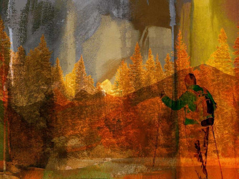 Denver Hiker Black Ornate Wood Framed Art Print with Double Matting by Jasper, Sisa