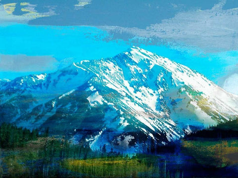 Blue Mountain White Modern Wood Framed Art Print with Double Matting by Jasper, Sisa