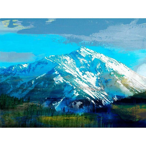 Blue Mountain Black Modern Wood Framed Art Print with Double Matting by Jasper, Sisa