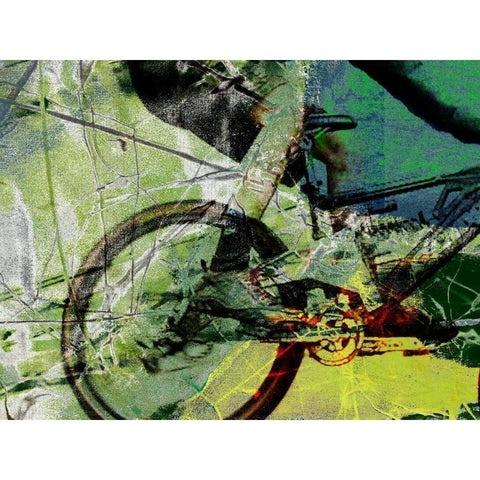 Mountain Bike Black Modern Wood Framed Art Print by Jasper, Sisa