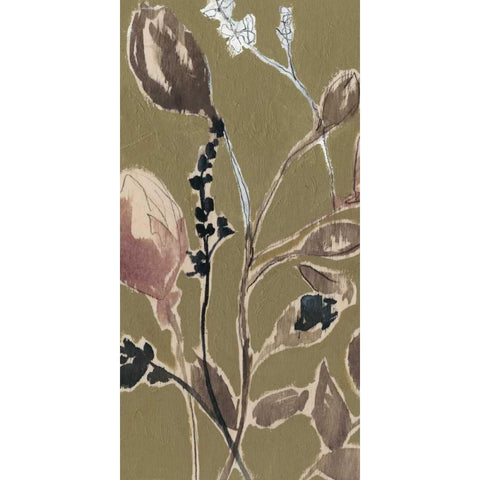 Mauve on Olive I Black Modern Wood Framed Art Print with Double Matting by Goldberger, Jennifer