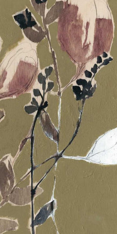 Mauve on Olive II White Modern Wood Framed Art Print with Double Matting by Goldberger, Jennifer