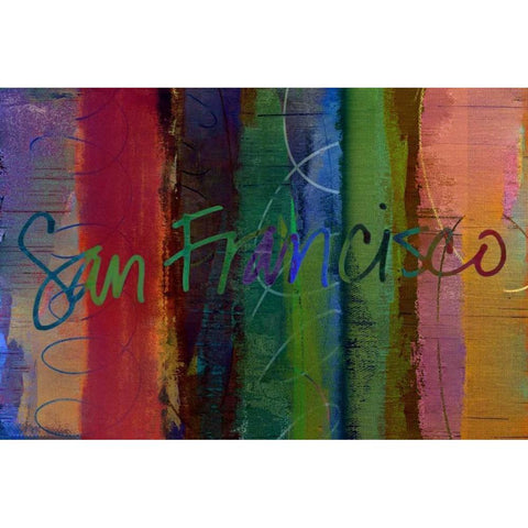 Abstract San Francisco Gold Ornate Wood Framed Art Print with Double Matting by Jasper, Sisa