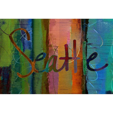 Abstract Seattle Gold Ornate Wood Framed Art Print with Double Matting by Jasper, Sisa