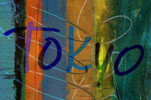 Abstract Tokyo Black Ornate Wood Framed Art Print with Double Matting by Jasper, Sisa