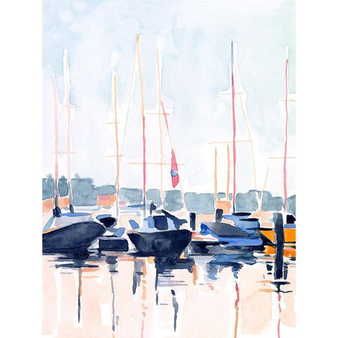 Watercolor Boat Club II White Modern Wood Framed Art Print by Scarvey, Emma