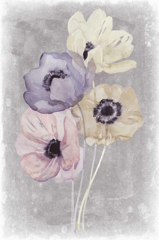 Floral Waltz I White Modern Wood Framed Art Print with Double Matting by Popp, Grace