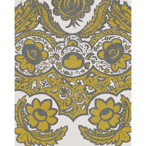 Graphic Damask V Gold Ornate Wood Framed Art Print with Double Matting by Zarris, Chariklia